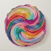 Vibrant Rainbow Swirl Abstract ラウンドクッション (裏面)