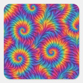 Vibrant Rainbow Tie-Dye Swirl Sticker スクエアシール (正面)