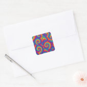 Vibrant Rainbow Tie-Dye Swirl Sticker スクエアシール (封筒)