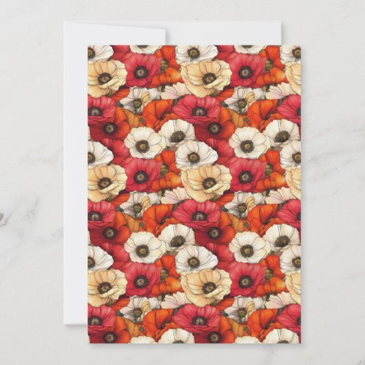 Vibrant Red and Orange Floral Pattern 招待状 (裏面)