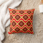 Vibrant Red and Orange Medallion Pattern Decorativ クッション (ブランケット)