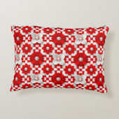Vibrant Red And White Floral Pattern With Pearl アクセントクッション (裏面)