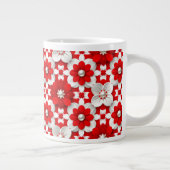 Vibrant Red And White Floral Pattern With Pearl ジャンボコーヒーマグカップ (右)