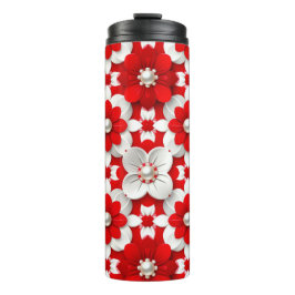 Vibrant Red And White Floral Pattern With Pearl タンブラー