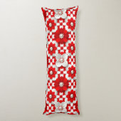 Vibrant Red And White Floral Pattern With Pearl ボディピロー (裏面 (縦))