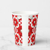 Vibrant Red And White Floral Pattern With Pearl 紙コップ (右)