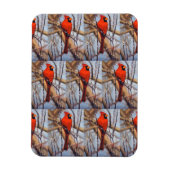 Vibrant Red ardinal Bird Perched on Branch マグネット (縦)