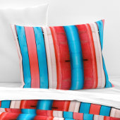 Vibrant red, blue and pink stripes L-size pattern 枕カバー