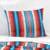 Vibrant red, blue and pink stripes M-size pattern 枕カバー