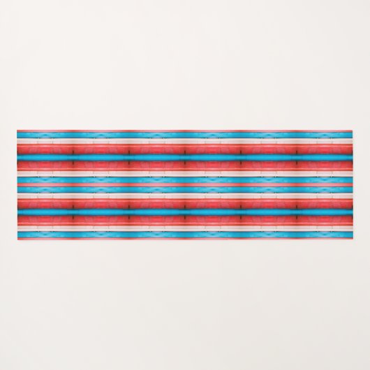 Vibrant red, blue and pink stripes pattern ヨガマット (裏面(横))