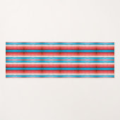 Vibrant red, blue and pink stripes pattern ヨガマット (正面(横))