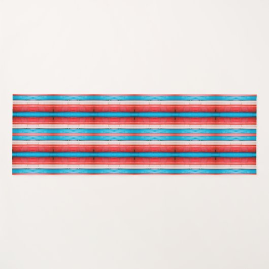 Vibrant red, blue and pink stripes pattern ヨガマット (正面(横))
