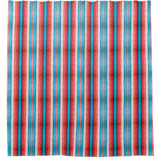 Vibrant red, blue and pink stripes S-size pattern シャワーカーテン (正面)