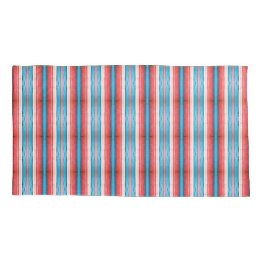Vibrant red, blue and pink stripes S-size pattern 枕カバー (裏面)