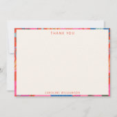 Vibrant Red Boho Floral Personalized Stationery  サンキューカード (正面)