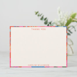 Vibrant Red Boho Floral Personalized Stationery  サンキューカード