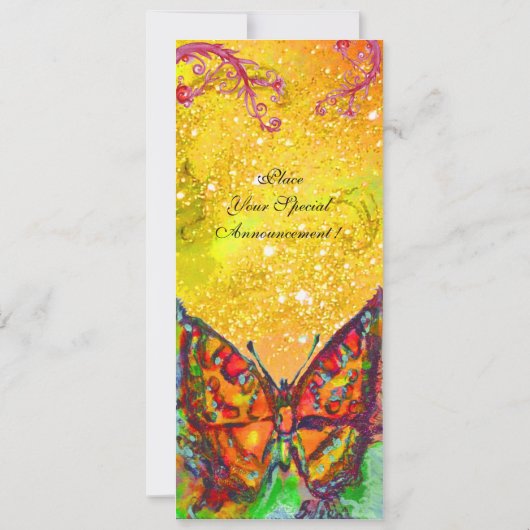 Vibrant Red Butterfly and Sunshine Yellow Sparkles 招待状 (裏面)