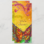 Vibrant Red Butterfly and Sunshine Yellow Sparkles 招待状 (正面/裏面)