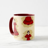Vibrant Red Dress with Sculptural Movement Style マグカップ (正面左)