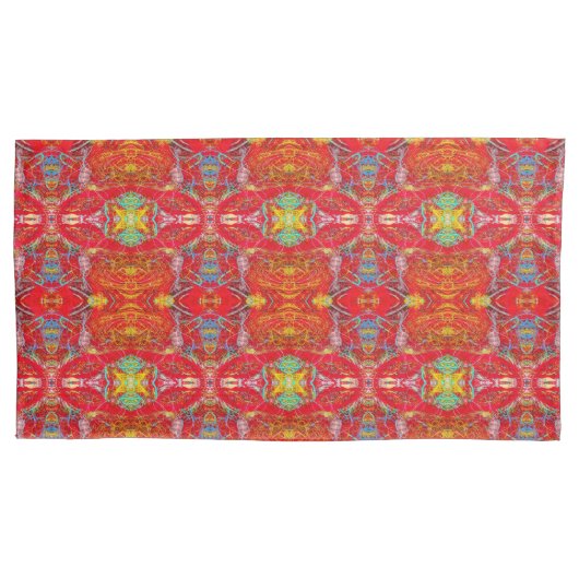 Vibrant red fishing nets L-size pattern 枕カバー (正面)