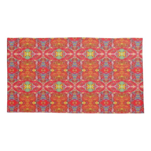 Vibrant red fishing nets M-size pattern 枕カバー (裏面)