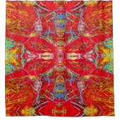 Vibrant red fishing nets XL-size pattern シャワーカーテン (正面)