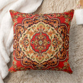 Vibrant Red Floral Medallion Persian Ornate  クッション (ブランケット)