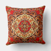 Vibrant Red Floral Medallion Persian Ornate  クッション (裏面)