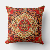 Vibrant Red Floral Medallion Persian Ornate  クッション (正面)