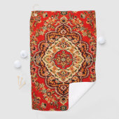 Vibrant Red Floral Medallion Persian Ornate ゴルフタオル (インサイチュ)