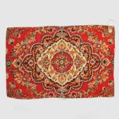 Vibrant Red Floral Medallion Persian Ornate ゴルフタオル (横)