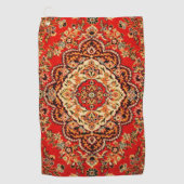 Vibrant Red Floral Medallion Persian Ornate ゴルフタオル (正面)