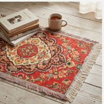 Vibrant Red Floral Medallion Persian Ornate 