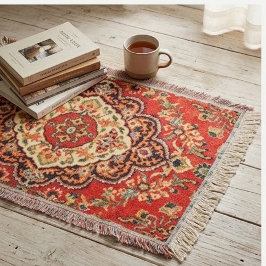 Vibrant Red Floral Medallion Persian Ornate スローブランケット