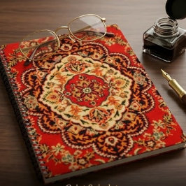 Vibrant Red Floral Medallion Persian Ornate ノートブック