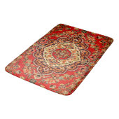 Vibrant Red Floral Medallion Persian Ornate バスマット (アングル)