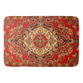 Vibrant Red Floral Medallion Persian Ornate バスマット (正面)