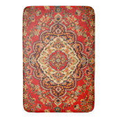 Vibrant Red Floral Medallion Persian Ornate バスマット (正面縦)