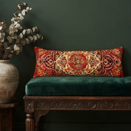 Vibrant Red Floral Medallion Persian Ornate ボディピロー