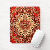 Vibrant Red Floral Medallion Persian Ornate マウスパッド (マウス)