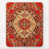 Vibrant Red Floral Medallion Persian Ornate マウスパッド (正面)