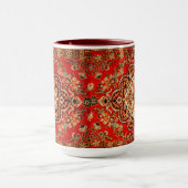 Vibrant Red Floral Medallion Persian Ornate マグカップ (中央)