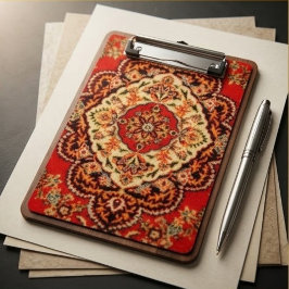 Vibrant Red Floral Medallion Persian Ornate ミニクリップボード