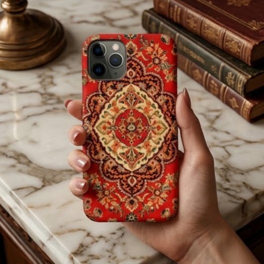 Vibrant Red Floral Medallion Persian Ornate Case-Mate iPhoneケース