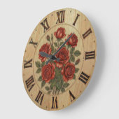 Vibrant Red Garden Flowers Wall Clock ラージ壁時計 (傾斜)