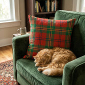 Vibrant Red & Green Tartan Plaid クッション