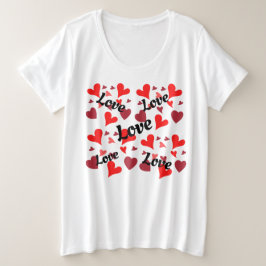 Vibrant red hearts background プラスサイズTシャツ