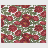 Vibrant Red Peony Collection Customizable Party ラッピングペーパー (フラット)