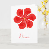 Vibrant Red Petal Bloom - Minimalist Floral Art カード (黄色い花)