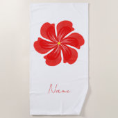 Vibrant Red Petal Bloom - Minimalist Floral Art ビーチタオル (正面)
